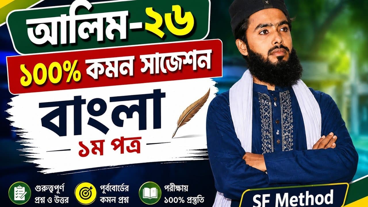 ১০০% কমন সাজেশন || বাংলা ১ম পত্র || আলিম-২৬ ||  Shahjalal Farhan || SF Method 