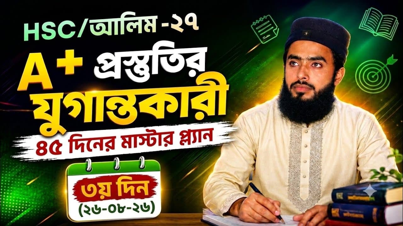  ৩য় দিন (২৬-০৮-২৬)|| ৪৫ দিনের মাস্টার প্ল্যান ||  HSC-alim-27 || Target A+ 